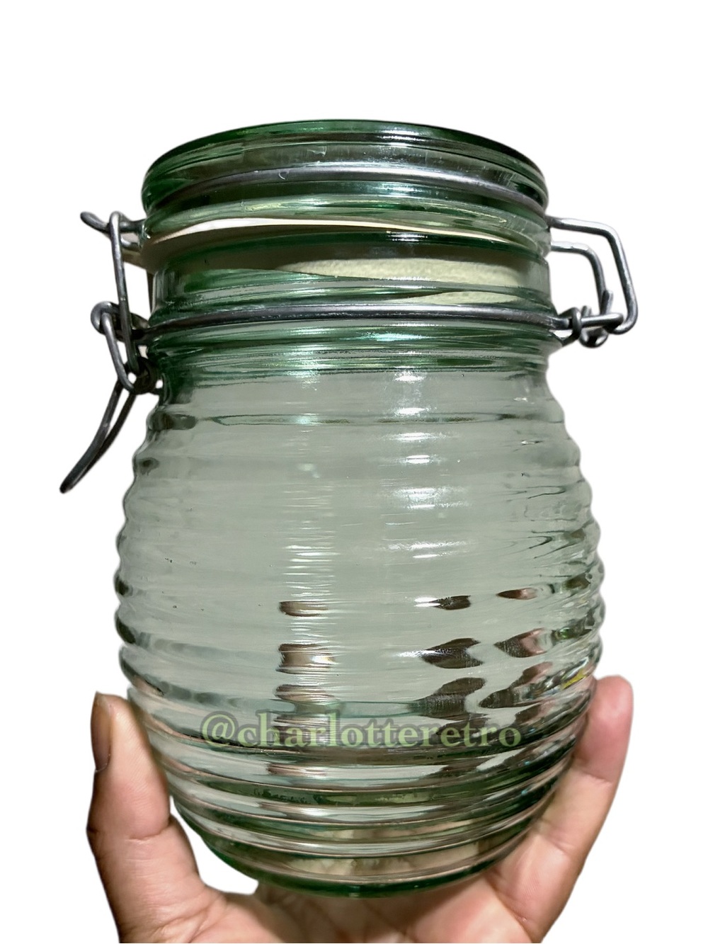 vtg Beehive Ring Green Glass Storage Jar • Canada